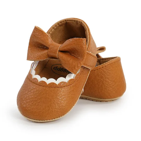 Spring Autumn Newborn First Walker Shoes Infant Toddler Bowknot Non-slip Rubber Soft-Sole Flat  Baby Bow Decor Mary Janes
