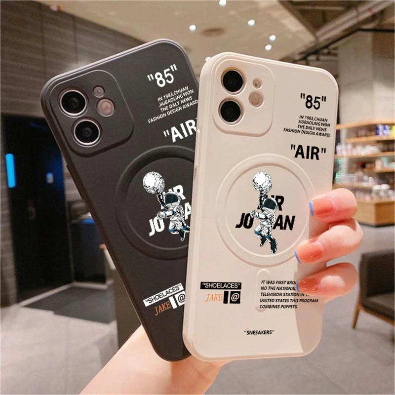 Off Sneakers Air Sports Shoes Custodia Magnetica Per Telefono Di Marca Per Iphone11 13Pro Max 12 14 Xr Magsafe Wireless Charge Cover Bianca