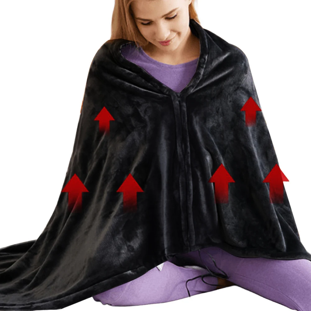 USB Heated Shawl Electric Heating Blanket 3 Heating Level Wearable Heated Poncho Throw Throw Blanket for Camping Hiking