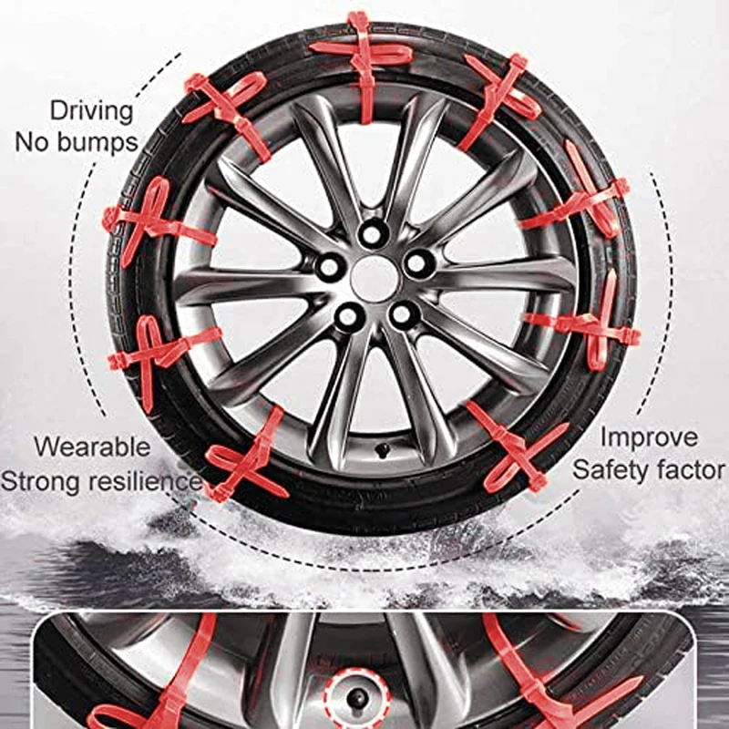 AAZRZRZ 24PCS Emergency Anti-Skid Mud Snow Survival Traction Multi-Function Car Tire Chains,Non-slip snow chains made of nylon