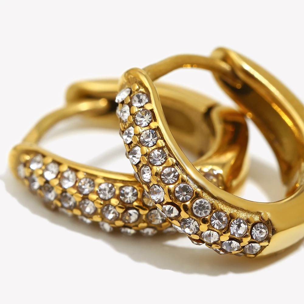 LIUJZZJ 5 coppie 2mm Oro piccolo da donna in acciaio INOX rotondo chiaro zirconi orecchini