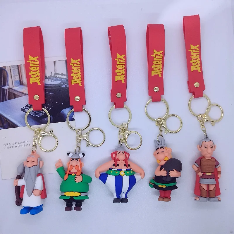 

Cartoon Asterix Keychains Doll Keyring Couple Pendant Car Key Chain Key Pendant PVC Backpack Pendant Gifts For Kids Keyring