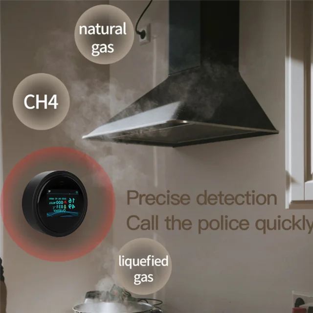 N05R Wifi Natural Gas Sensor Tuya Smart Alarm Gas Leakage Detector Fire Security Digital LCD Temperature Display 1