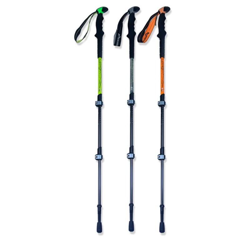 

66-135cm Camping Trekking Pole Outdoor Walking Stick Telescopic 3-Section Hiking Carbon Aluminum Alloy Stick