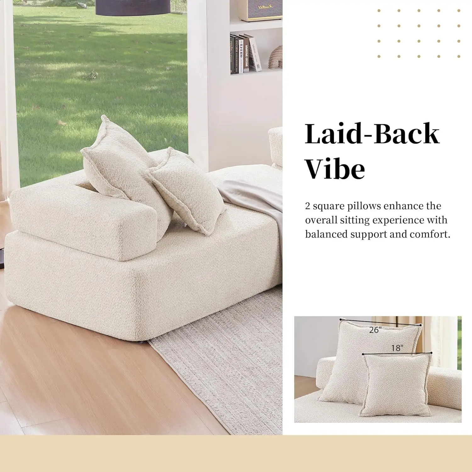 6-8 Seat Oversized Modular Sectional Sofa with Comfy Throw Pillows, U Shaped Luxury Boucle Floor Couch for Living Room, Apartmen