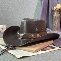 Men's cap hats for men cowgirl hat Faux Leather cowboy hat western accessories gentleman luxury woman jazz free shipping new 4