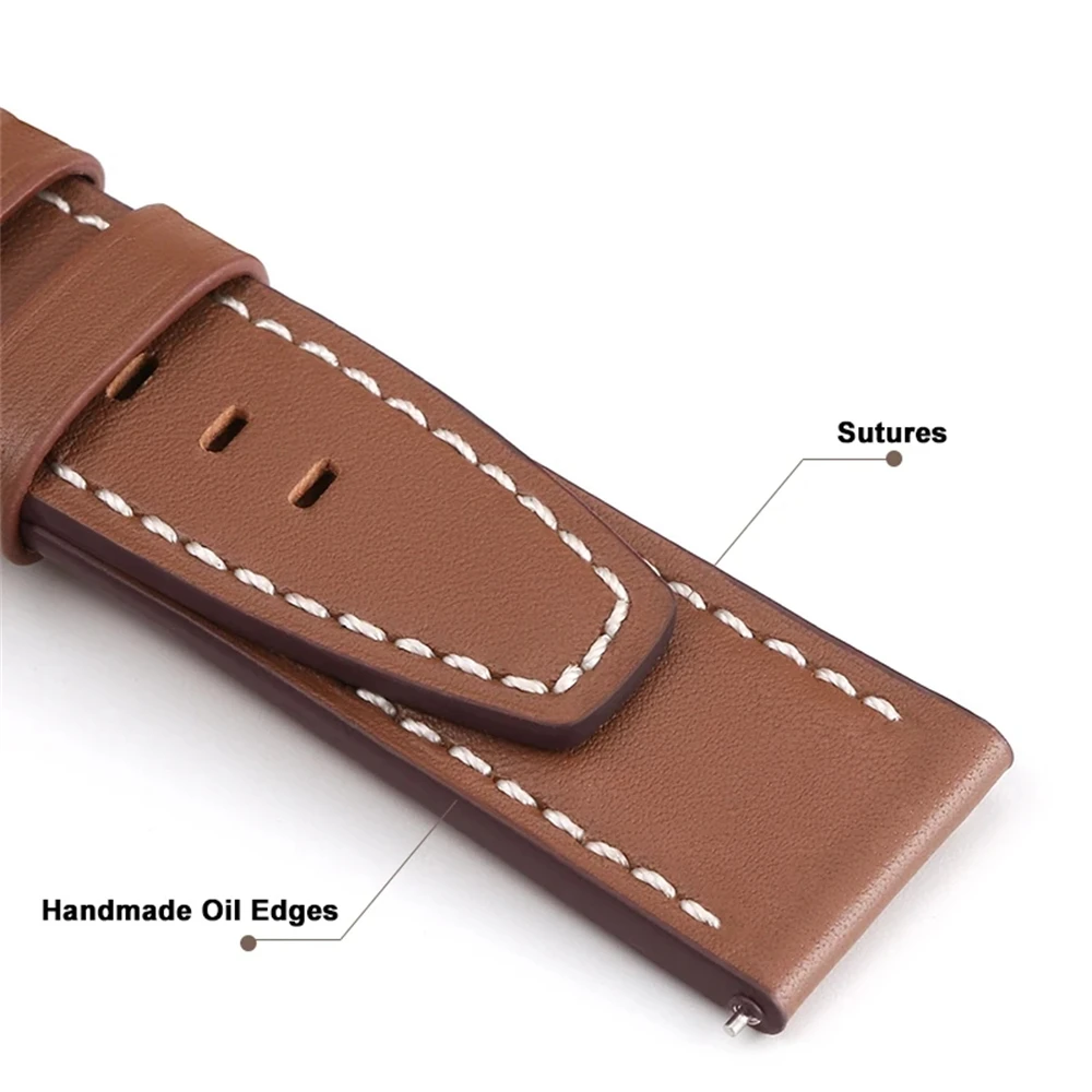 Leather Strap Watchband, 22mm/20mm - Premium Smartwatch Wriststrap Bracelet