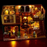 DIY Wooden Miniature Model Kit European Villa Casa 3D Puzzle Dollhouse With Furniture Lights Home Decor House for Friends Gifts 1