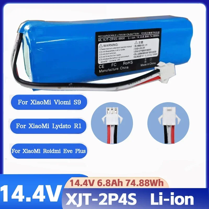 Rechargeable Battery Original For XiaoMi Viomi S9 Lydsto R1 Roidmi Eve Plus 14.4V lithium 2P4S 5200mAh 6800mAh 9800mAh 12800mAh