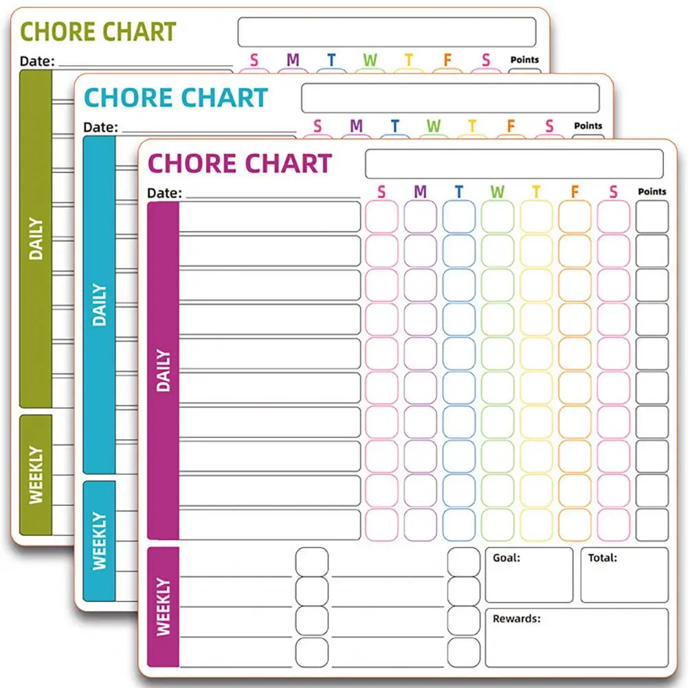 Magnetic Chore Chart 3pcs Magnetic Whiteboard Set with Pen Eraser Stain-resistant Surface Kid Reward Board Rubber for Home