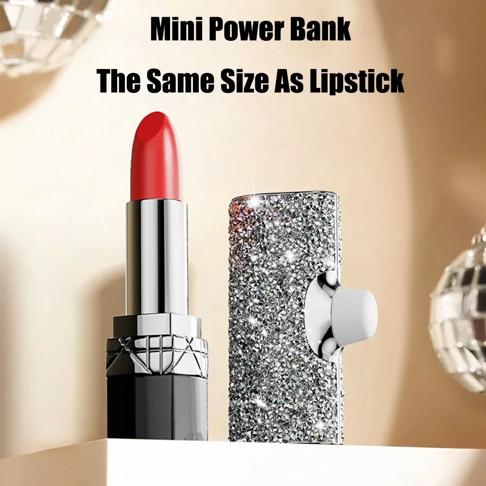 

Mini Sticking Drill Power Bank 50000mah Portable Pocket Emergency Power Bank Phone Charger Shiny Mobile Powerbanks for Women