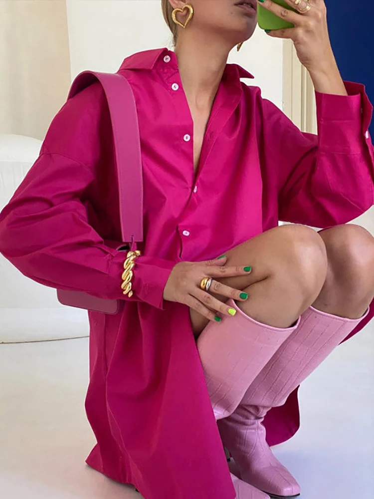 

Women's Shirt Beautiful Cotton Oversized Candy Colors Shirts & Blouses Long SleevesSolid Green Blouses for Women Fashion 2024