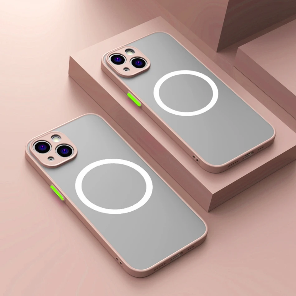 Luxury Color Blocking Hard PC Matte Magnetic Shockproof Magsafe Case