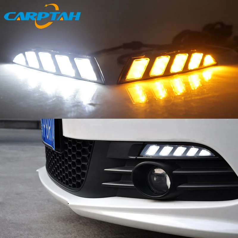 

LED Daytime Running Light For Volkswagen Scirocco 2011 - 2015 Waterproof 12V Yellow Turn Signal Indicator Light Bumper LED DRL