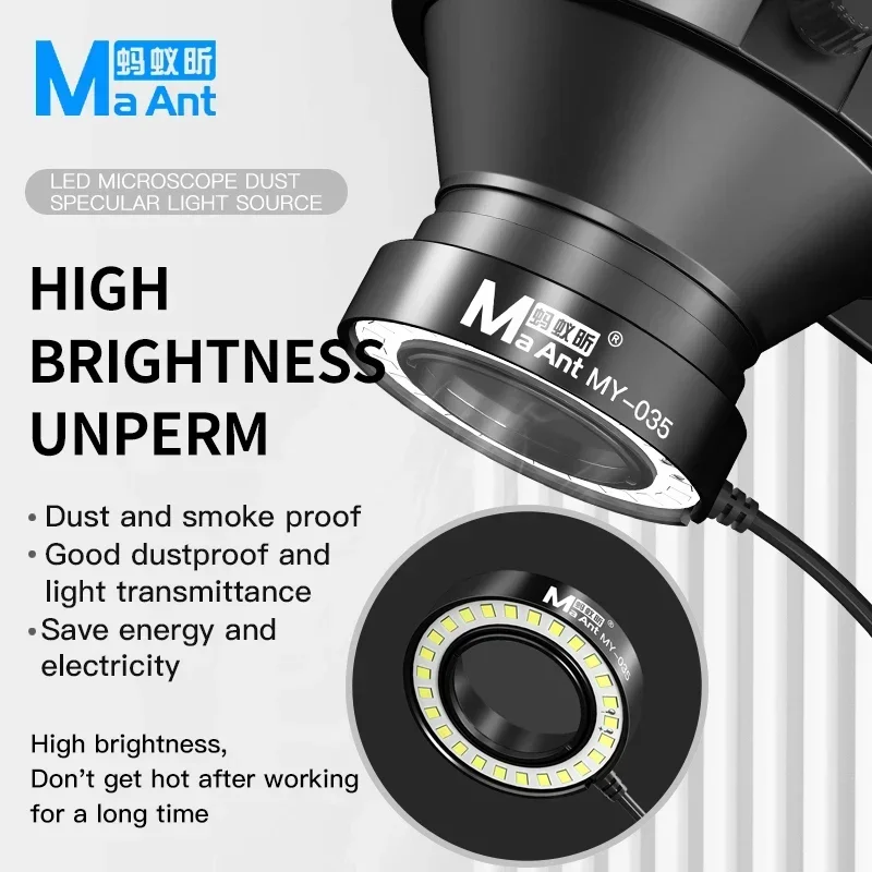Maant MY-035 LED Microscope Aluminium Alloy Ring Lamp 45mm 26LED Dustproof Oil Proof Smoke Prevention Lighting Light Source microscope lamp