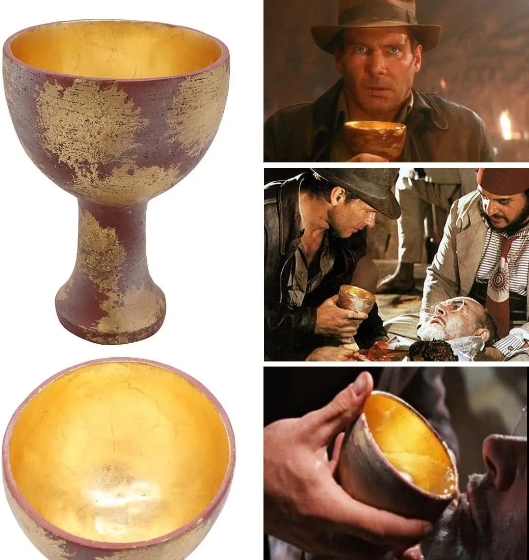 

Indiana Jones Holy Cup Grail Crafts 1:1 Resin Replica Halloween Cosplay Prop The Last Crusade Cup Christ Chalice Golden Resin