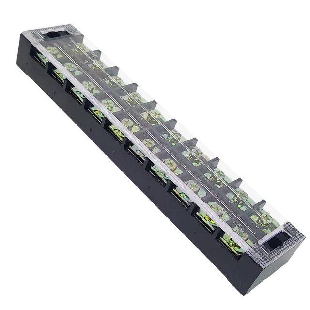 1Pcs TB4510 45A 600V Dual Row Barrier Screw Terminal Block Strip Wire Connector Insulated DIY Electrical Fix Fence High Quality 2