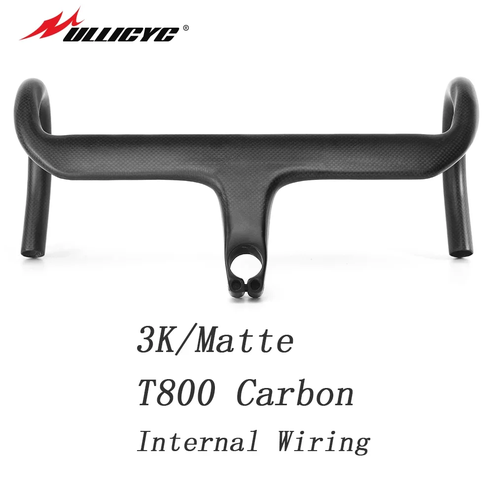 

Road Bike Carbon Fiber Handlebar 3K Black Full Internal Wiring Integrated Handlebars 380-440mm Road Bike Accessories
