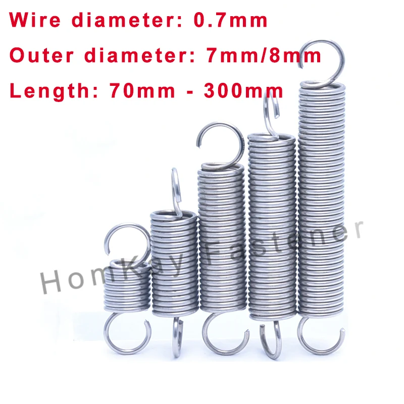 

1/2/3 Pcs WD 0.6mm*OD 7mm/8mm 304 Stainless Steel S Hook Tension Cylindroid Helical Pullback Extension Tension Coil Spring