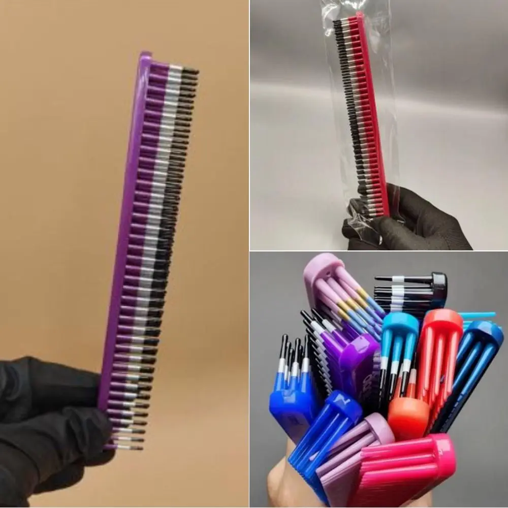 

Wide Tooth 3 Row Detangling Comb Hair Stylishing Tool Portable Curl Defining Brush Convenient To Use Curly Hair Brush