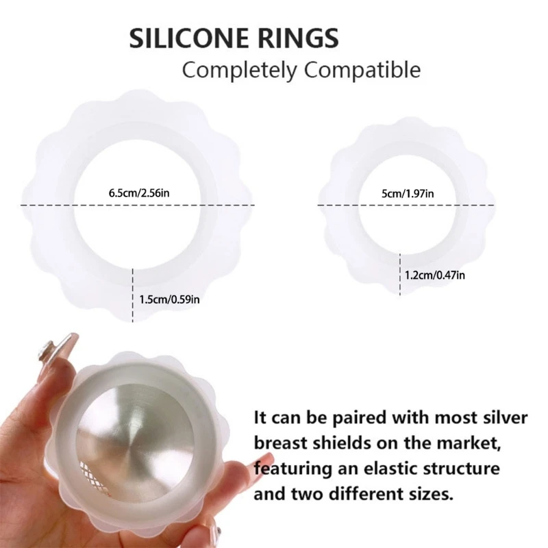 2pc Silver Nursing Cups Covers Silcone Rings Newborn Essentials Must Haves Breastfeeding Nipple Nursing Accessories 6