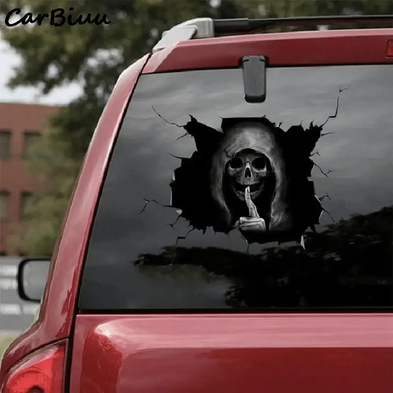 Reflective Car Sticker 1 Piece Car Stickers Personalized Skull Glass Styling Waterproof Halloween Skull Car Stickers Exterior Decoration 20*30 30*40 CM