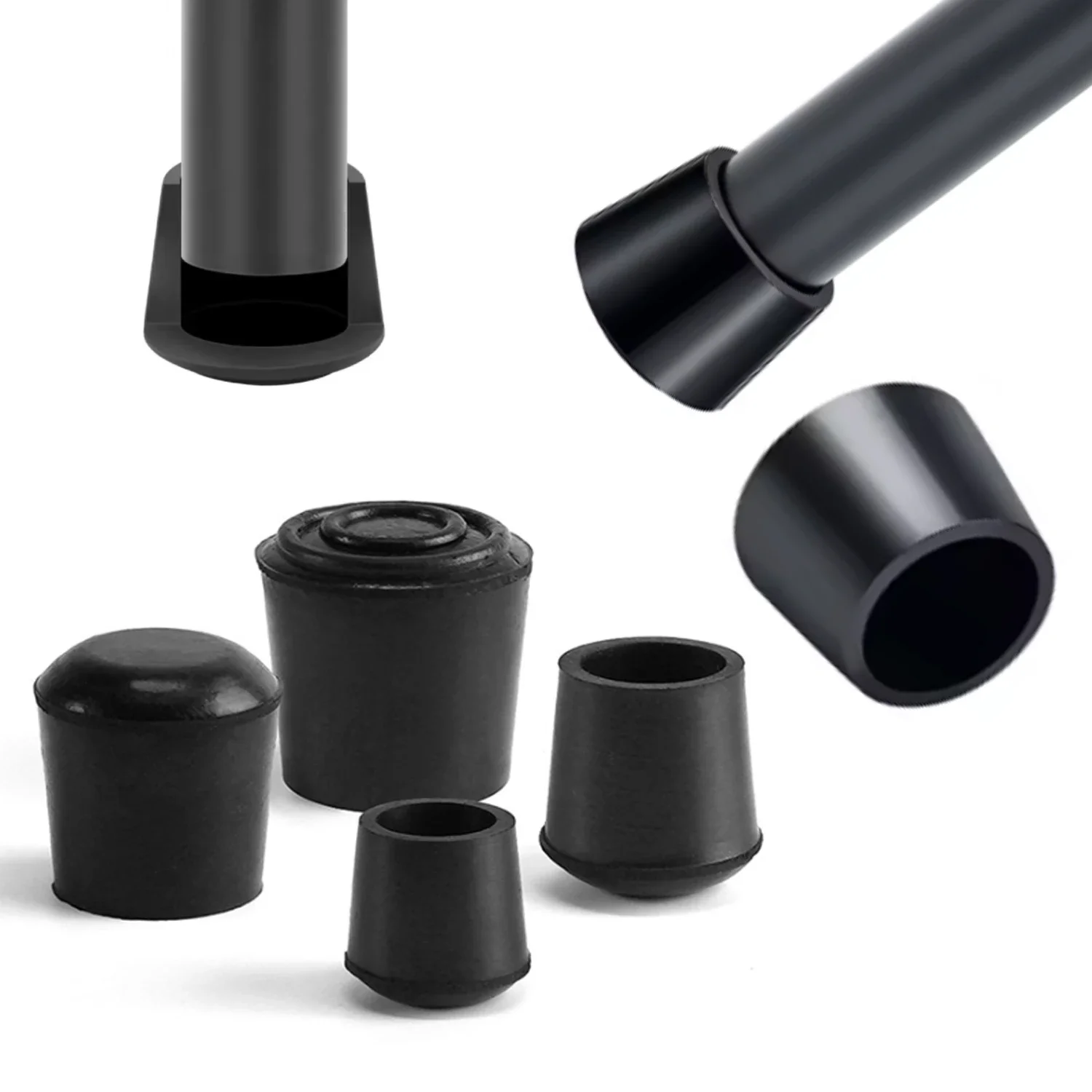 4-24개 원형 고무 의자 다리 패드 6mm-32mm 가구 다리 테이블 엔드 플러그 PVC 무소음 미끄럼 방지 바닥 보호 캡 발 커버