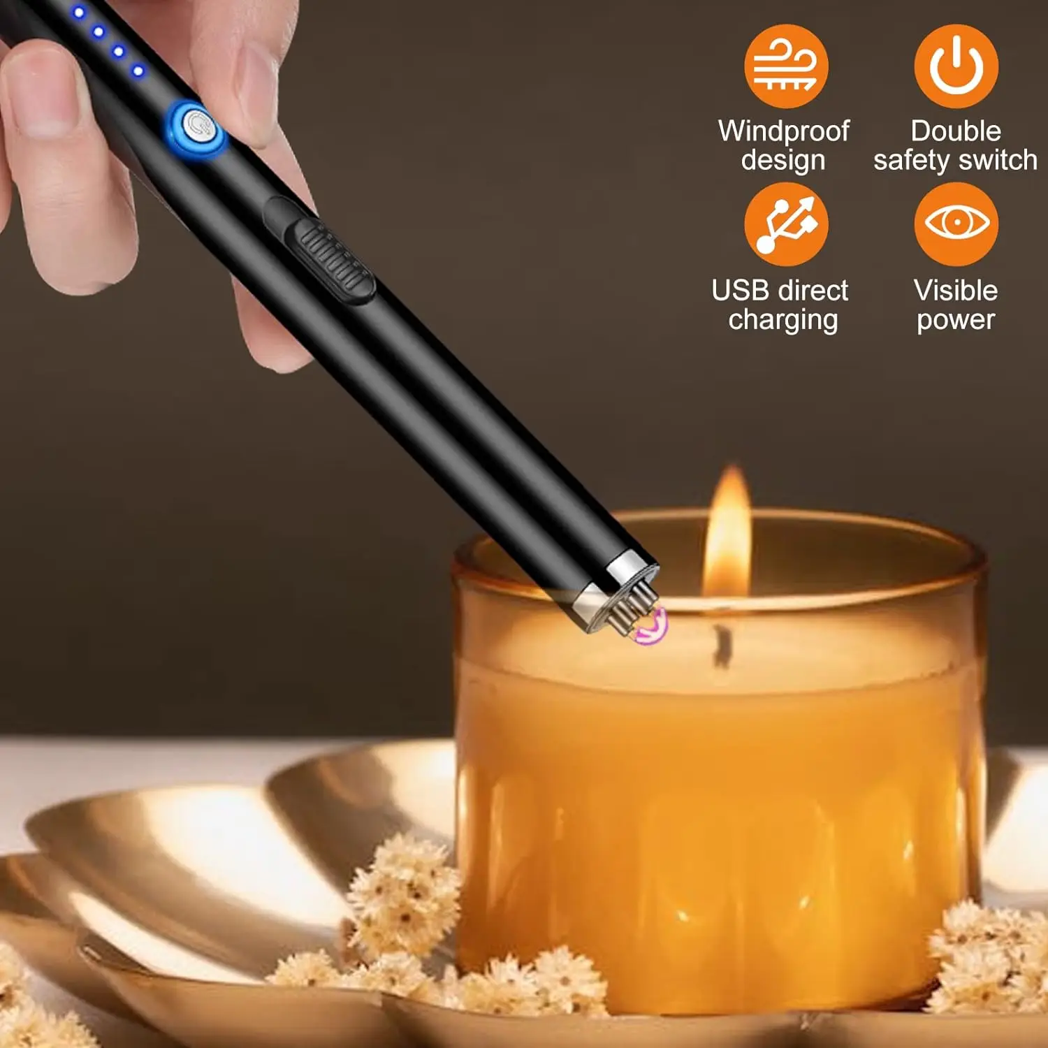 Windproof Kitchen Electric USB Lighter Long Candle BBQ Gas Stove Ignition Gun Camping Rechargeable Arc Flameless Plasma Lighter