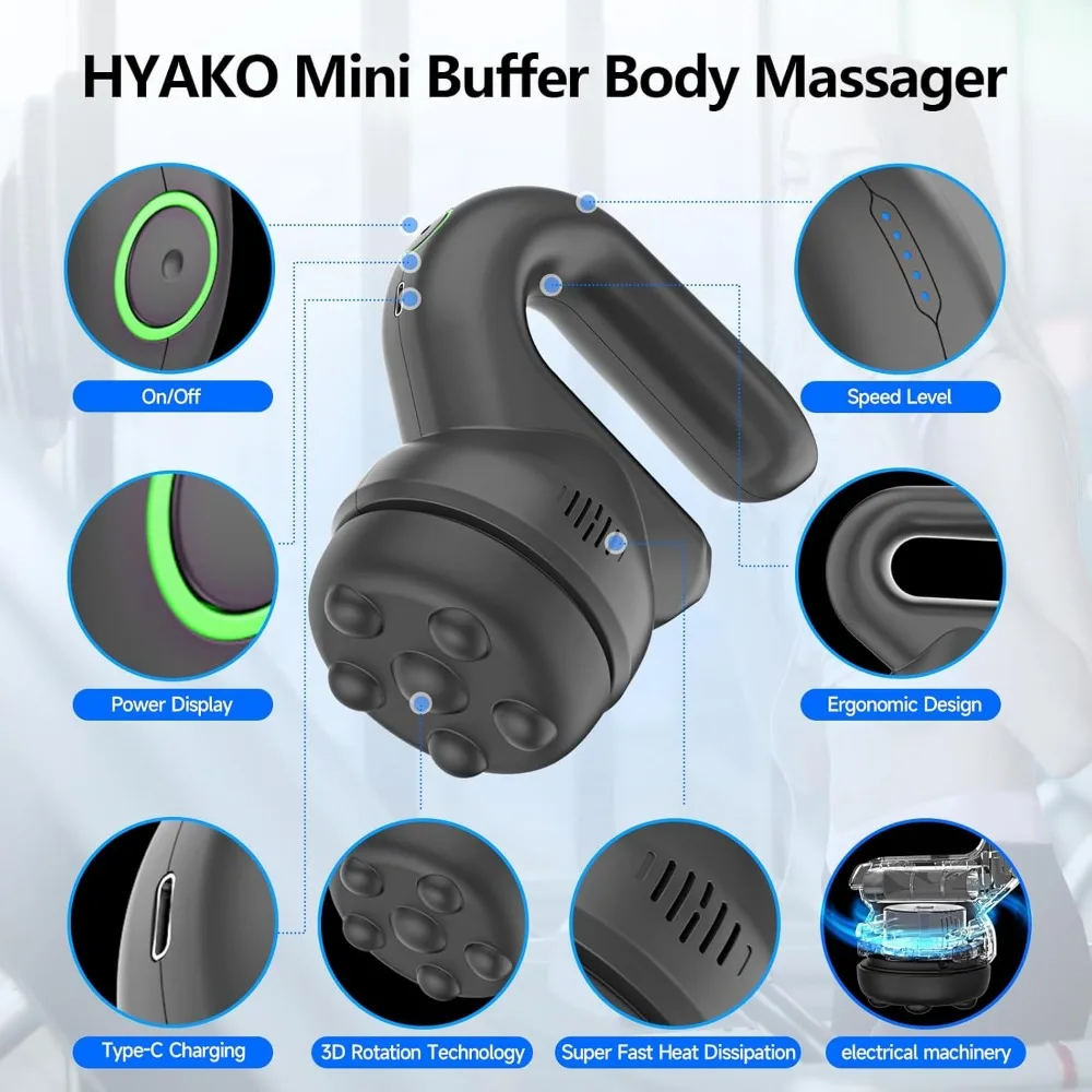 Handheld Professional Mini Orbital Buffer Relief Massager, Adjustable Multi-Speed Vibration Deep Tissue Body Chiropractic 3