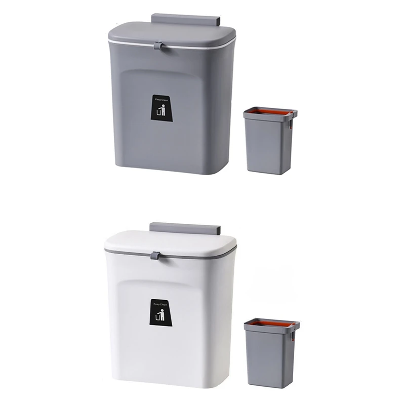 

1Set Toilet Kitchen Waste Storage+Inner Barrel Door Hanging Trash Can Rubbish Bin