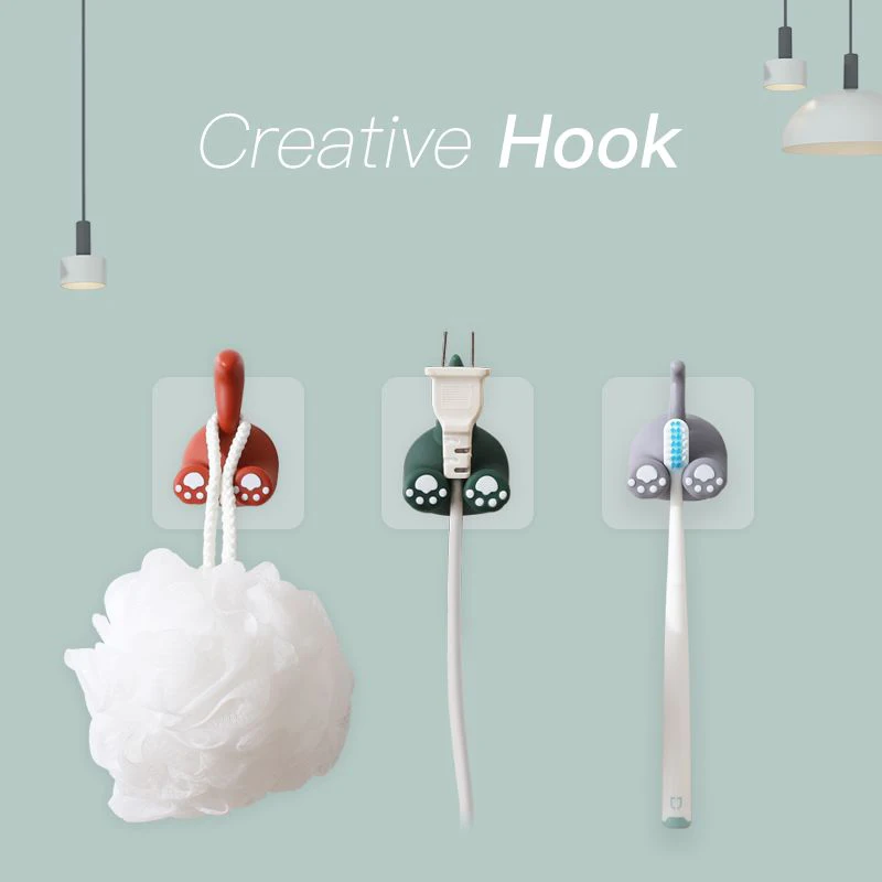 

Wall Hook Hanger for Toothbrush Key Towel Cable Hat Storage Punch-free Animal Tail Style Household Hooks