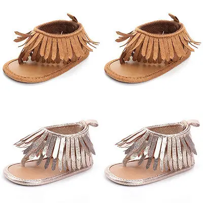 FOCUSNORM Newborn Toddler Baby Girls Fashion Causal Summer Sandals Shoes 2 Style Flat With Heel Solid Tassel Shoes Outfit 0-12M