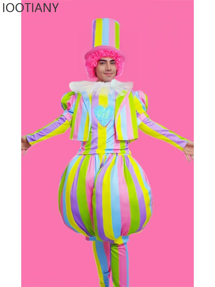 Halloween Adult Clown Costume Clown Carnival Costume Dress Up Amusement Park Funny Role Play Costume Suit Performance Costume