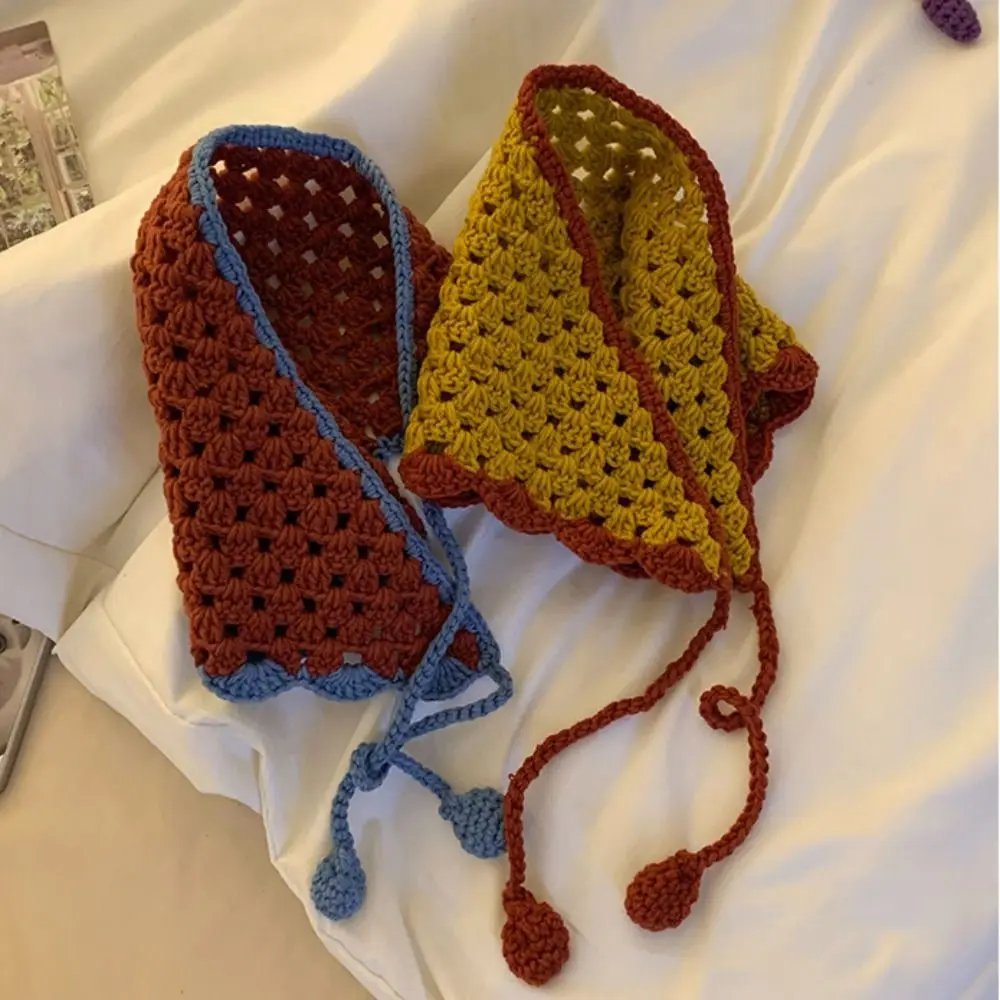 Handmade Crochet Headscarf Gift Hollow Knitted French Pastoral Style Headband Towel Retro Hairband 3