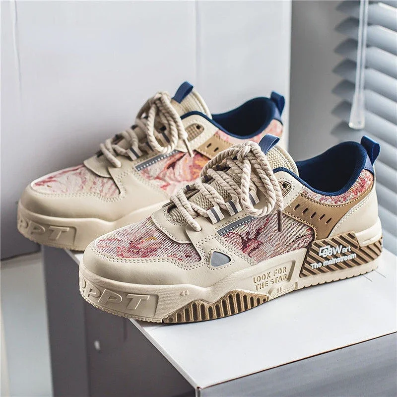 oil painting Men Women casual Shoes Male Platform Sneakers Girls Casual kateboarding Shoes flats 3D graffiti