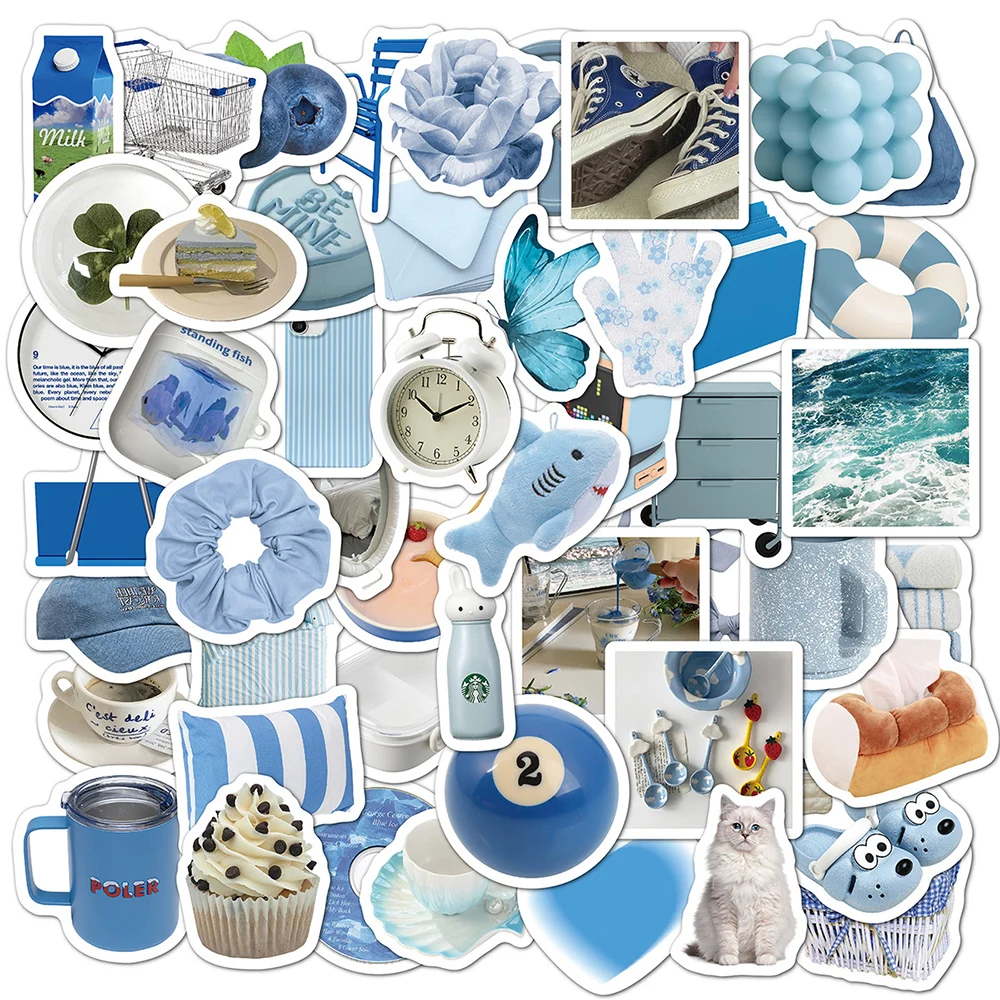 

10/30/50pcs Kawaii Blue Cartoon Stickers Ins Style Girls Graffiti Sticker Laptop Scrapbooking Suitcase Car Decoration Decal Gift