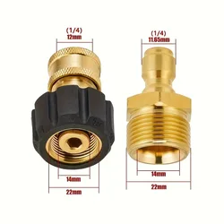 Quick Release Brass High - Pressure Washer Adapter (M22 14mm Fitting)