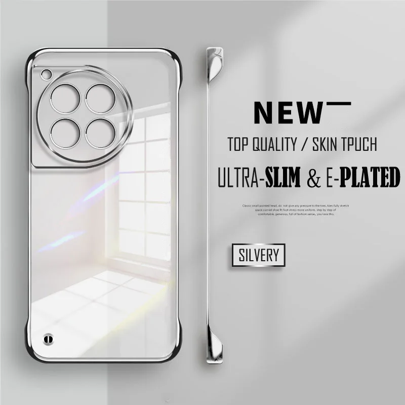 Plated Transparent Slim Frameless Phone Case with Lens Protection and Plating Back Cover