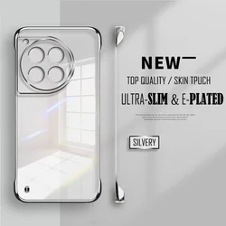 Plated Transparent Slim Frameless Phone Case with Lens Protection and Plating Back Cover for Oneplus 10R (Silvery)