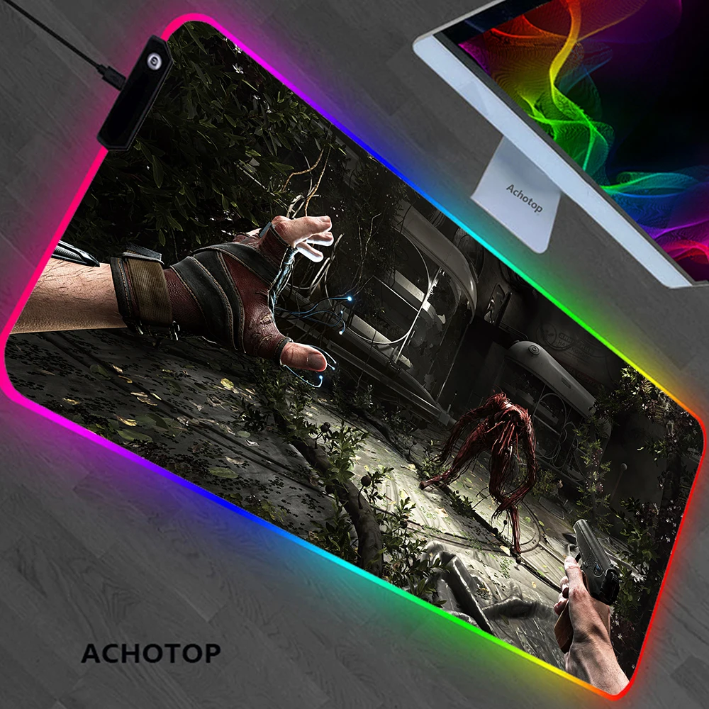 

Mousepad RGB Backlit Atomic Heart LED Lighting Mouse Pad Laptop Gamer Computer Desktop Mats Gaming Keyborad Rubber Mousemats