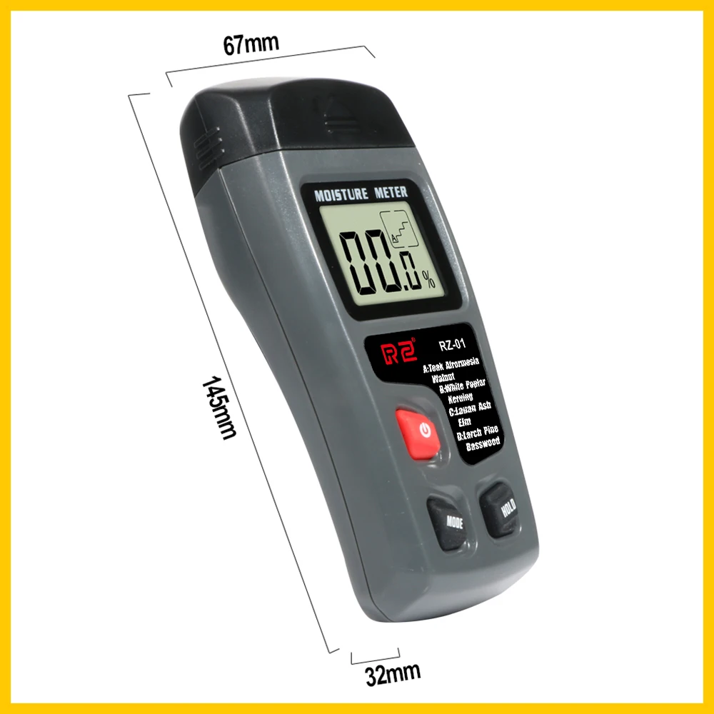 Wood Moisture Meter Hygrometer Timber Damp Detector Tree Density Digital Wood Humidity Tester