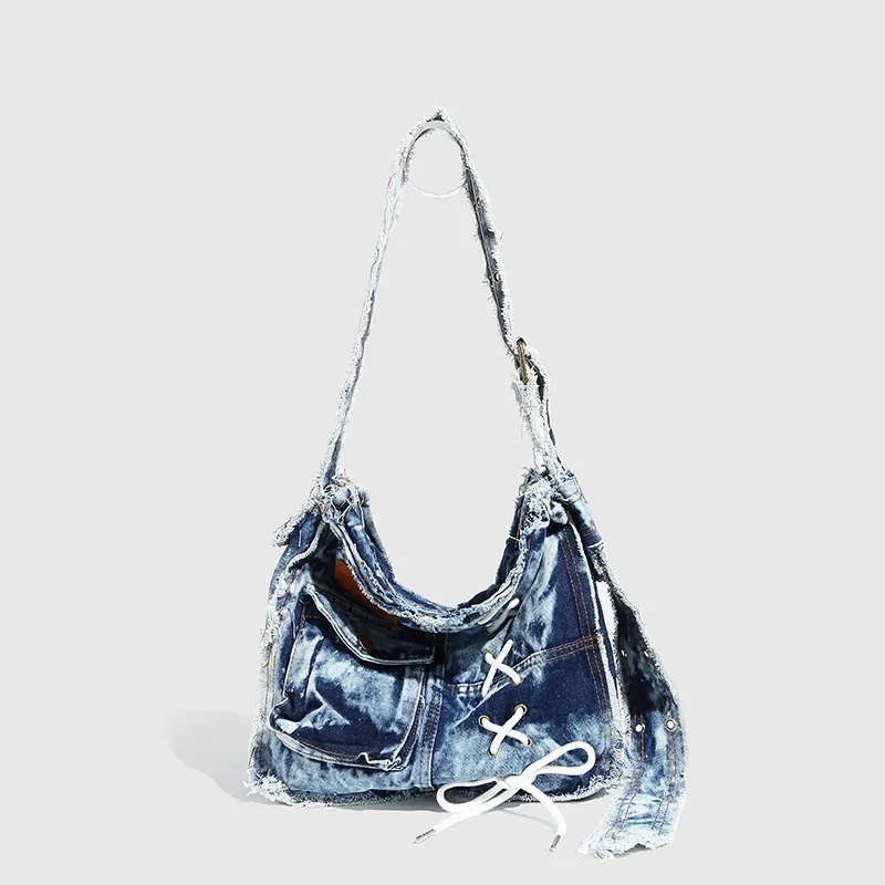 Fashion Washed Denim Women Shoulder Bag Large Capacity Y2K