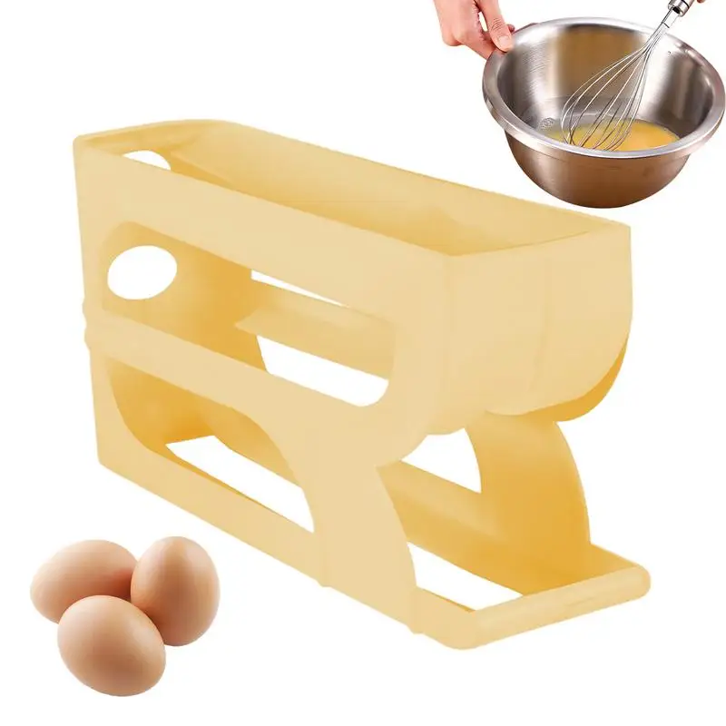 New Automatic Rolling 3 layer Egg Dispenser Egg Holder Dispenser for Refrigerator Holds Eggs Space-Saving Egg Dispenser 4