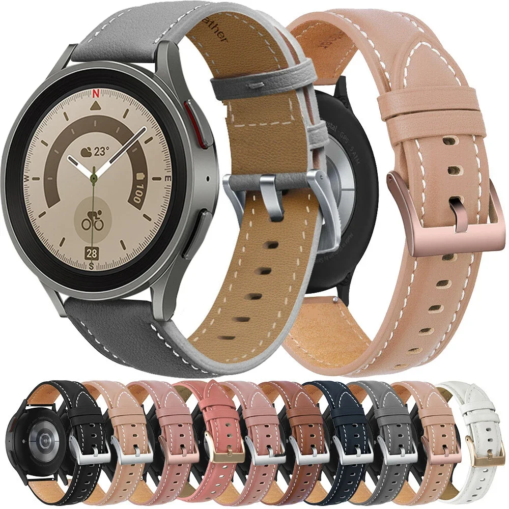

Genune Leather For Samsung Galaxy Watch 5 pro Strap 22mm 20mm Leather Bracelet Watchbands Wristband For Galaxy Watch 4 /Watch3