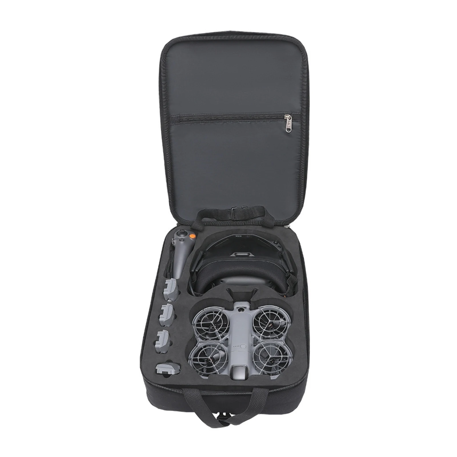 NEO 2용으로 특별히 설계된 대용량 배낭 보관 가방은 N3 안경을 보관할 수 있습니다. 하드 쉘 보호 기능이 있습니다.