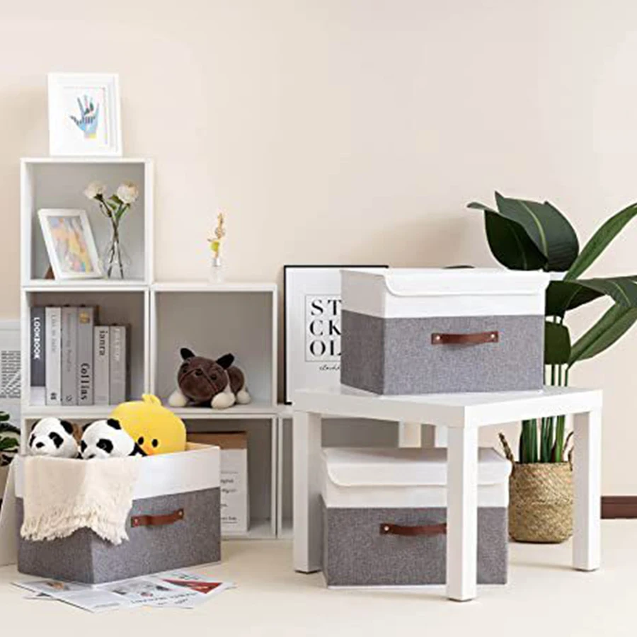 Fold Non Woven Fabric Storage Box Gray Home Supplies Clothing Underwear Sock And Kid Toy Storage Organizer Cosmetics 5