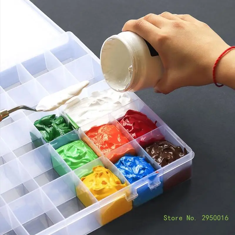 24/36/48 Grids Clear Plastic Organiser Box Beads Storage Container Jewelry Case Paint Storage Container Stackable Case