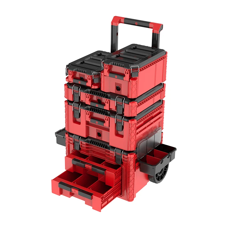 Adjustable Organizer Tray Durable Folding Toolbox Plastic Material Secure Storag