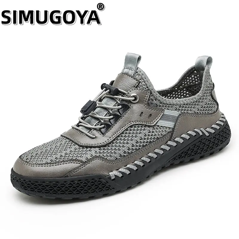 

SIMUGOYA Brand Outdoor Breathable Mesh Shoes men's sports shoes Non-slip walking shoes hand-stitched casual men's shoes Zapatos
