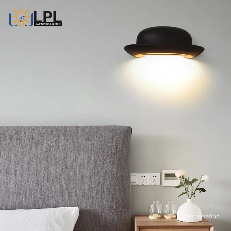 Wall Lamp Black and White Hat 12W Waterproof Lamp IP65 Indoor and Outdoor Villa Courtyard Bathroom Corridor Bedside Wall Lamp bathroom furniture set white chipboard